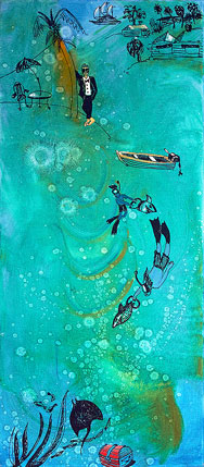 Swim at Midday Triptych artwork