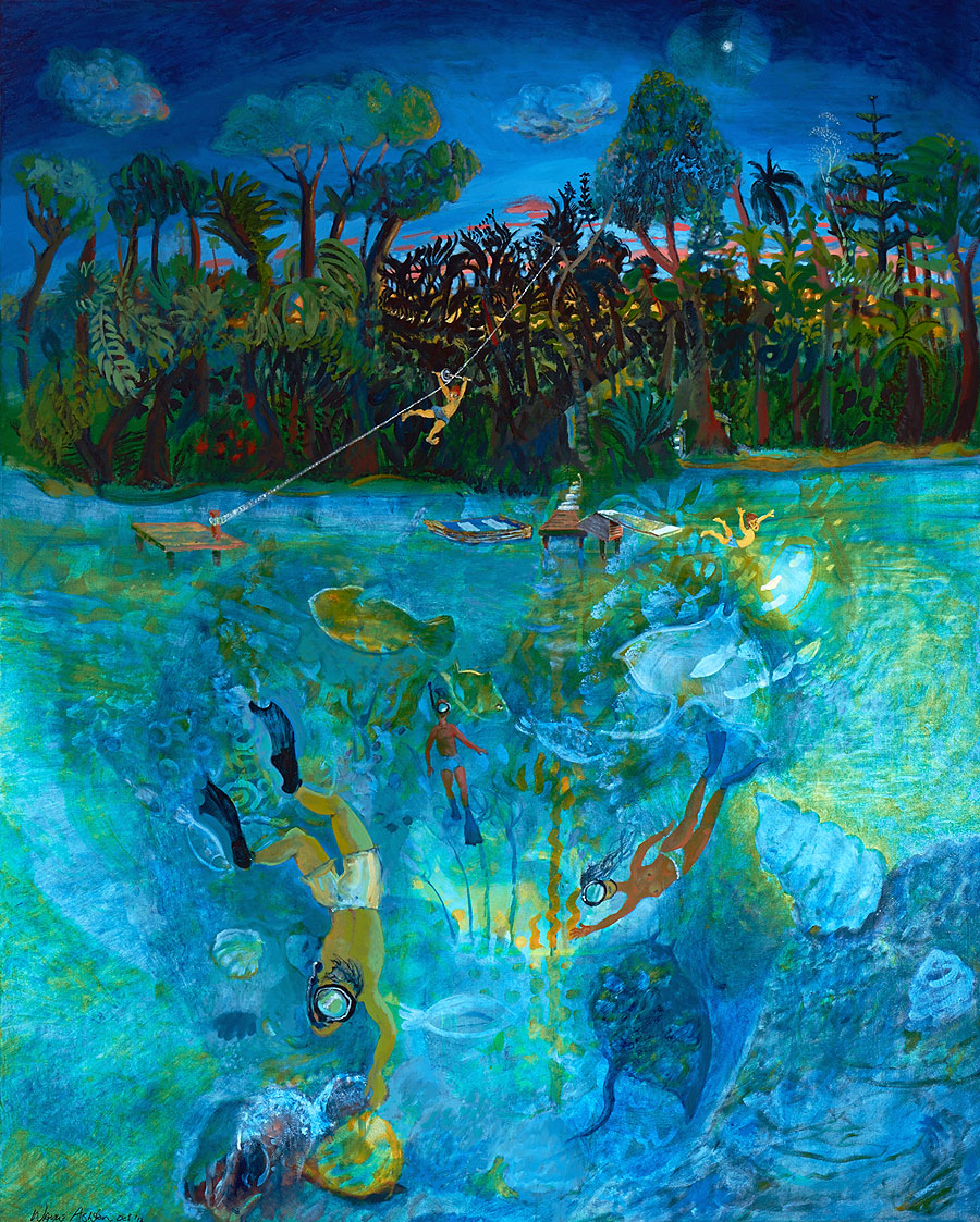 Swim at Dusk painting